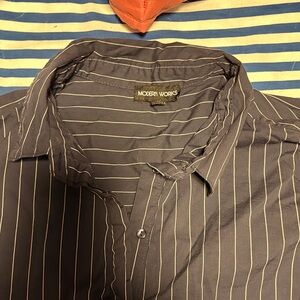 Modern Works Women's Black Striped Button Down Shirt